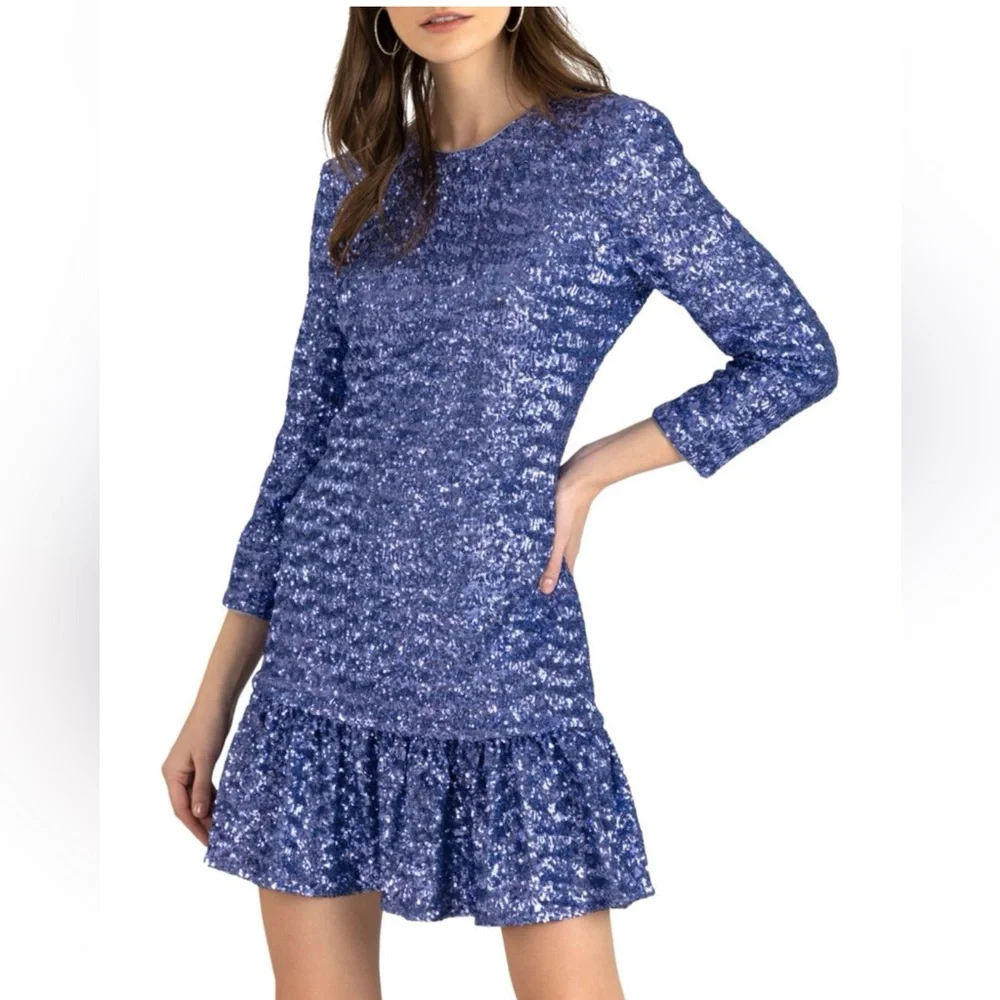 SHOSHANNA - Serena Glitter Mini Dress - Periwinkle- size 8 - Immaculate - Picture 2 of 16